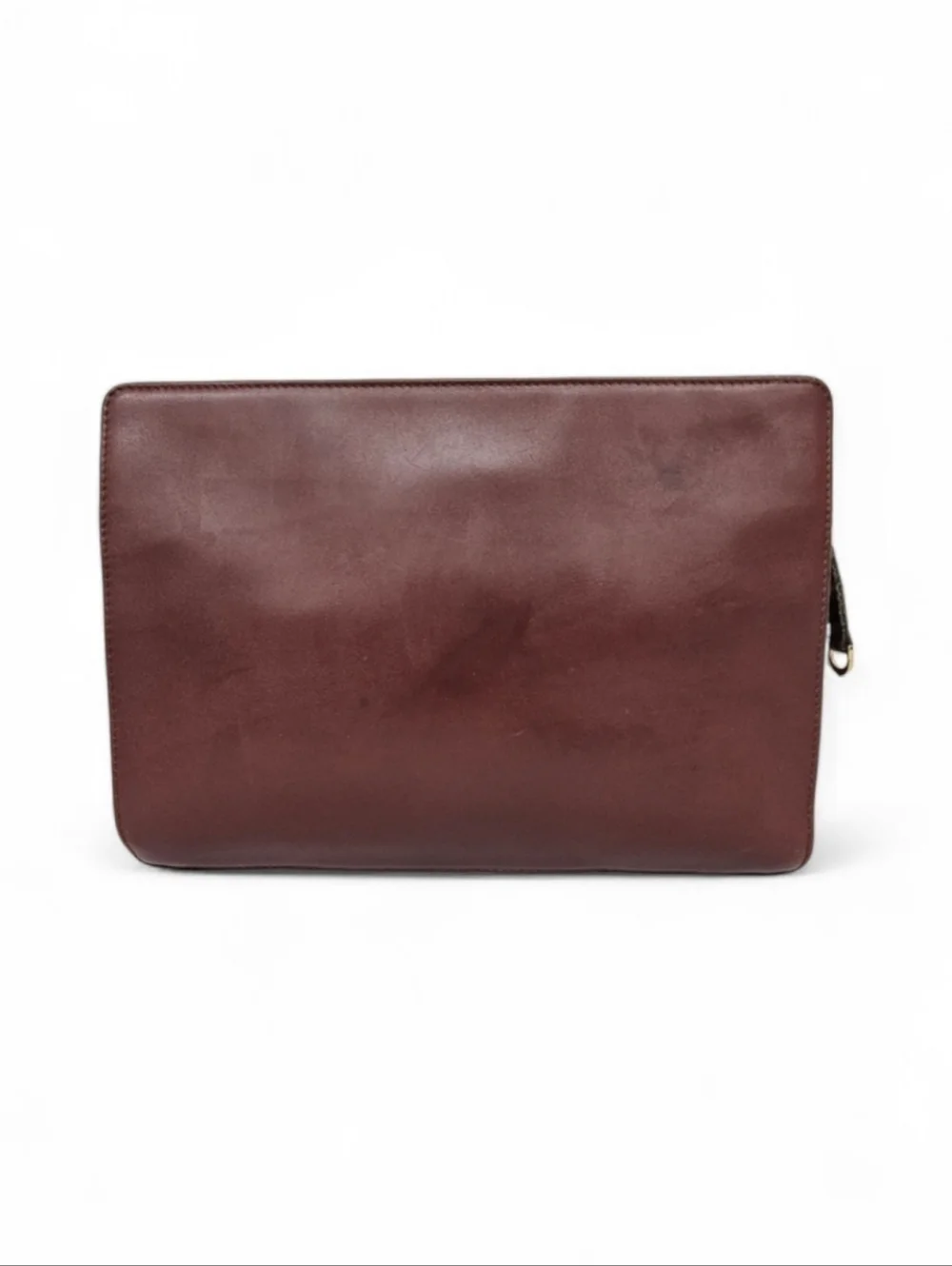 Cartier Must De Front Snap Clutch in Burgundy Calfskin Leather